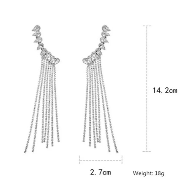 NEW STERLING SILVER DIAMOND TASSEL EARRINGS - Picture 6 of 6